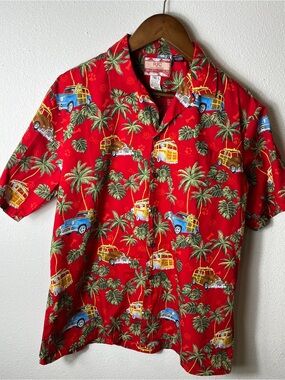 RJC Vintage Hawaiian Aloha Button Up Shirt Mens XL Red Short Sleeve USA Made